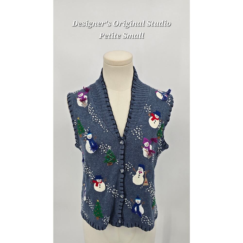 Vintage 90s Studio Originals “Fa La La” Holiday Sweater Vest – P/S
